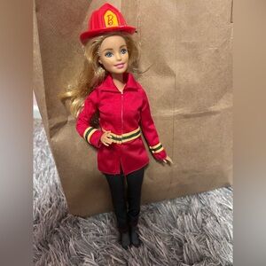 Barbie Firefighter Doll with Red Outfit